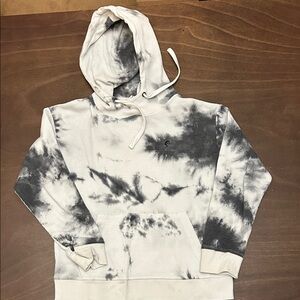 ZYIA Women's white and gray tie-dyed waffle hoodie
